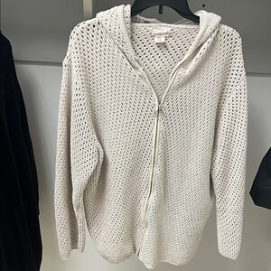Nicole Miller Cream Hooded Cardigan